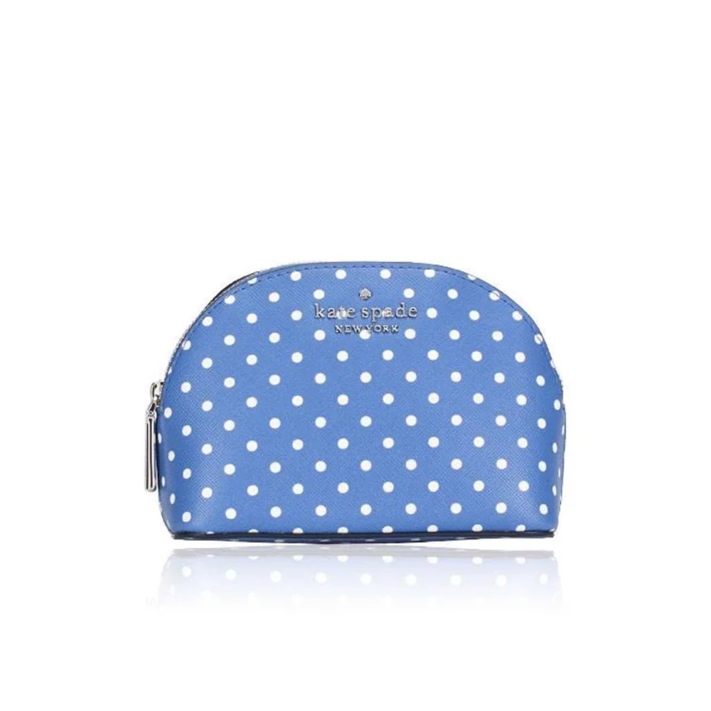 Kate Spade Blue & White Polka Dot Makeup Case